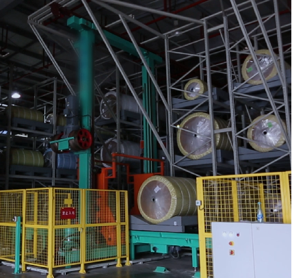 Three dimensional warehouse for raw fabric and curtain fabric