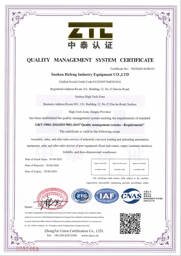 Quality Management System Certification Certificate